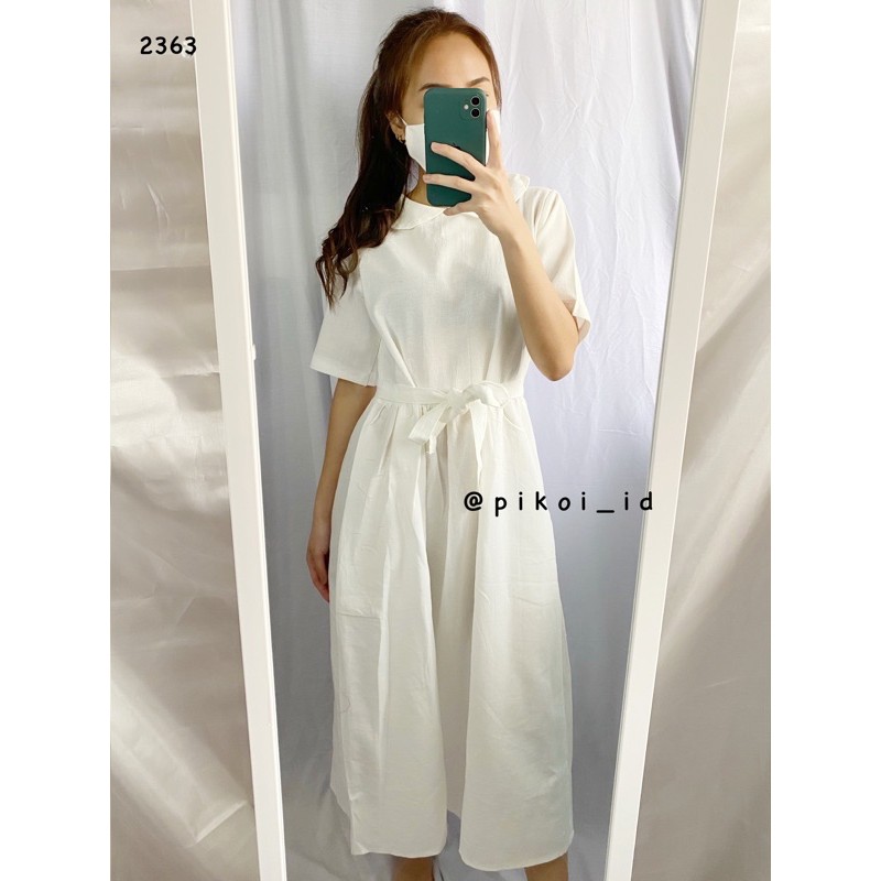 Dress vintage button up / dress katun linen polos pocket / dress busui friendly / dress bangkok redi