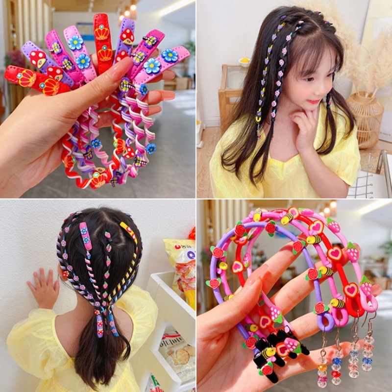 We Flower Alat Pembuat Kepang Rambut Diy Bentuk Bunga Matahari / Strawberry Untuk Anak Perempuan