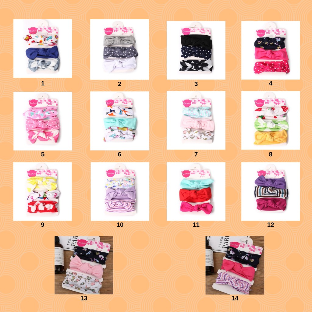 [1KG 26PCS] LBS Set Bandana Bayi Dengan Model Ikatan Pita