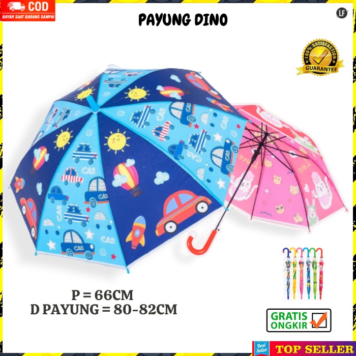 Payung Anak Transparan Umbrella Fashion Kids Animasi Cartoon kodok GROSIR B71