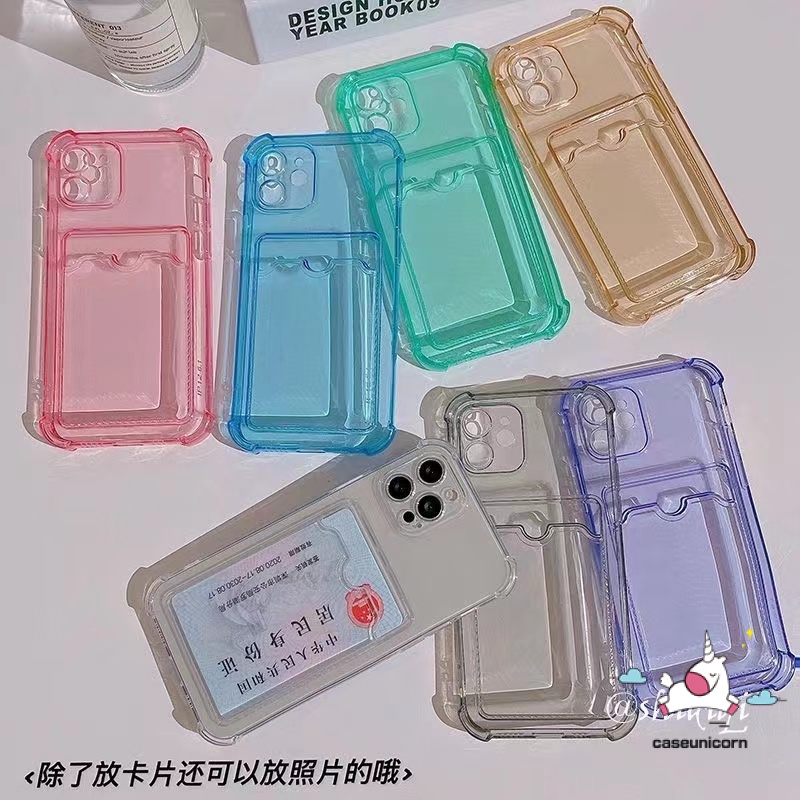 Card Holder Case Samsung A14 A13 A04 A04E A73 A53 A33 A23 A03 A32 A52 A72 A10s A22 A12 A02 A20 A30 A71 M12 S22 M02 A03 A51 A21s A02s A50 A50s A30s Shockproof Clear Soft Back Cover