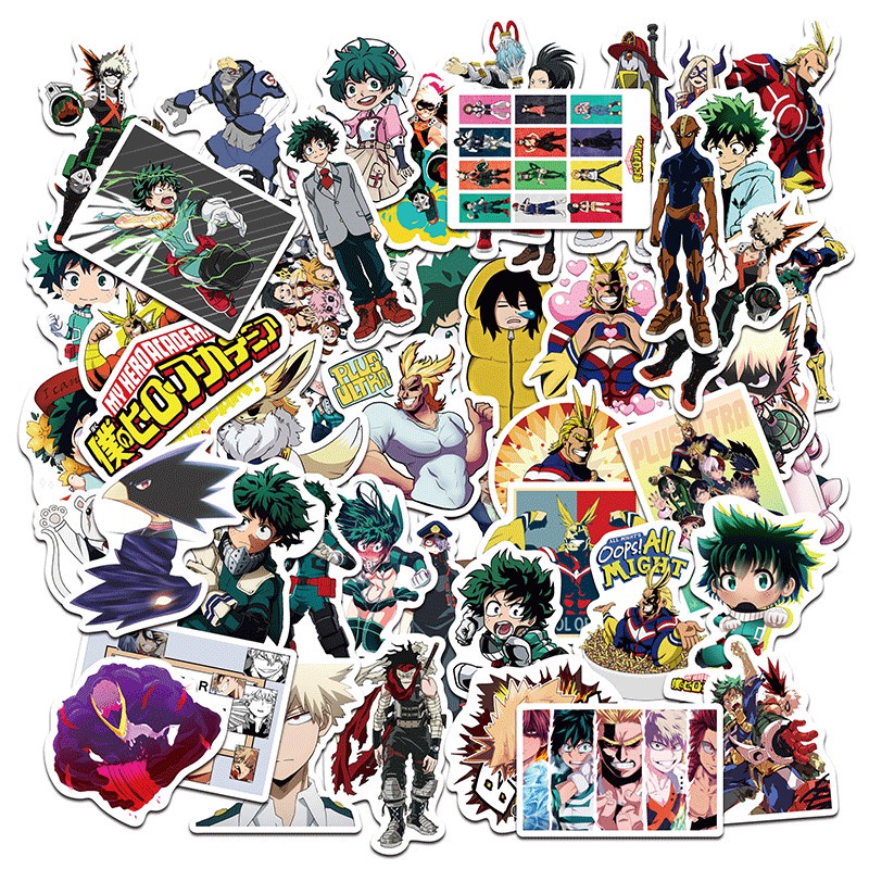 50Pcs/pack Japanese Anime My Hero Academia Sticker for Fans DIY Luggage Laptop Skateboard Bottle Motorcycle Bicycle Stickers