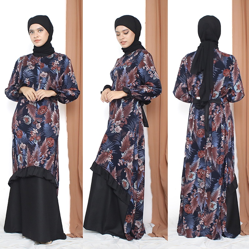 Gamis Aliyah By Alhawa Dress Motif Kombinasi Muslimah