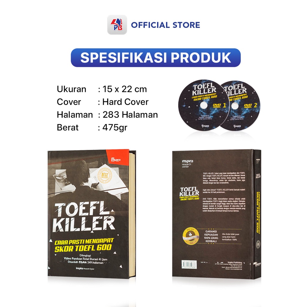 [Pustaka Baru] Buku Bahasa Inggris Toefl Killer Cara Pasti Mendapatkan Skor 600 Bonus Ebook Dan