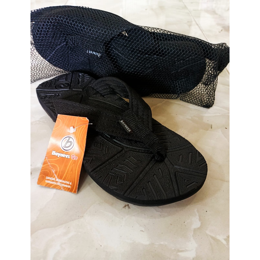 Sandal japit outdoor gunung pria baynees warna full hitam ukuran (33-42), kuat dan awet, cocok untuk harian atau berpergian buruan checkout bisa COD