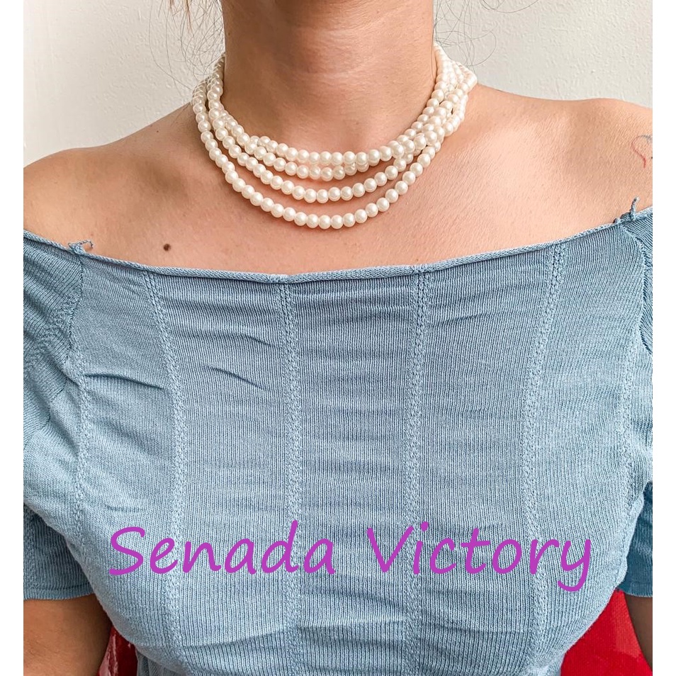 Senada Victory Kalung Choker Mutiara Kalung Fashion Mutiara Multilayer Kalung Korea Aksesoris Wanita SK03