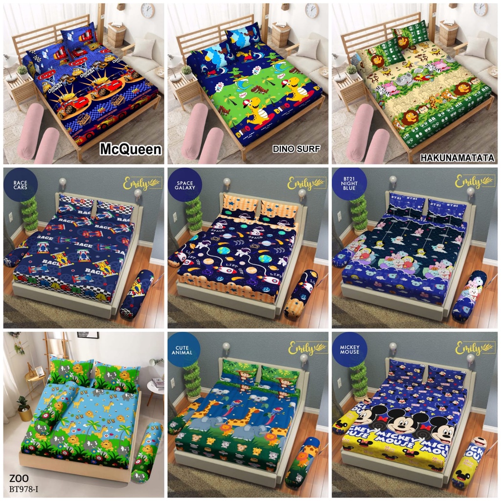 Sprei karakter bahan katun halus ukuran 180 x 200 free sarung bantal guling
