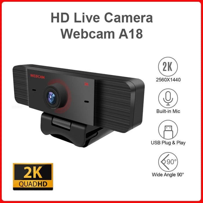 webcam 2k built in mic camera live video 3mp incus a18 wide angle original