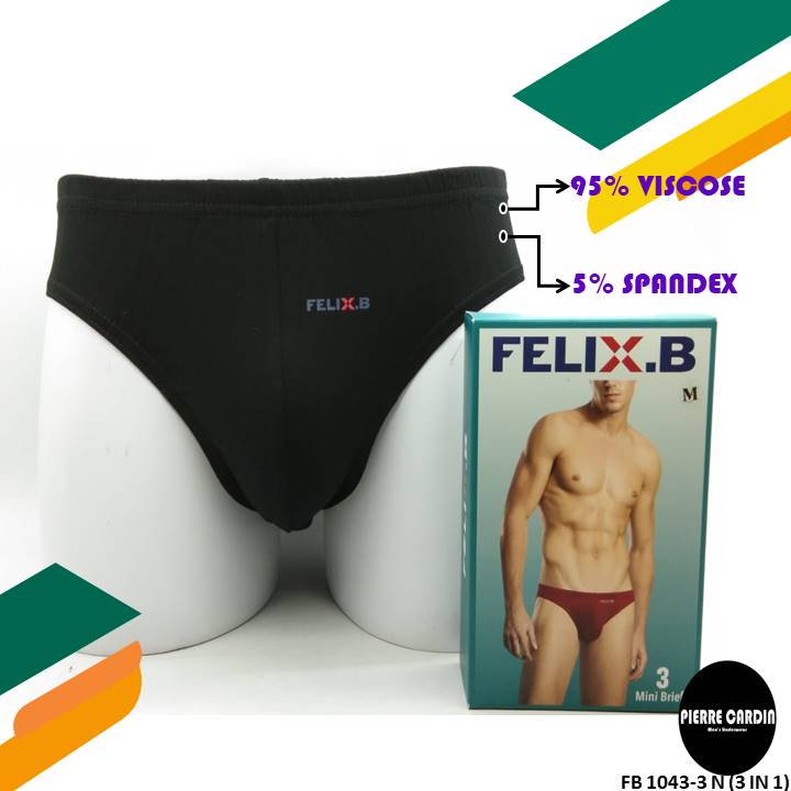 [✅BISA COD] FELIX BUHLER MINI ORI UNDERWEAR BRIEF 3IN1 CELANA DALAM PRIA FB 1043-3 N