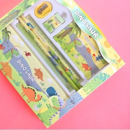 

❝Reädy。stok❞ KJ !! STUDY SET ALAT TULIS SEKOLAH STATIONERY PAKET ALAT TULIS MOTIF ANIMAL/DINOSAURUS/