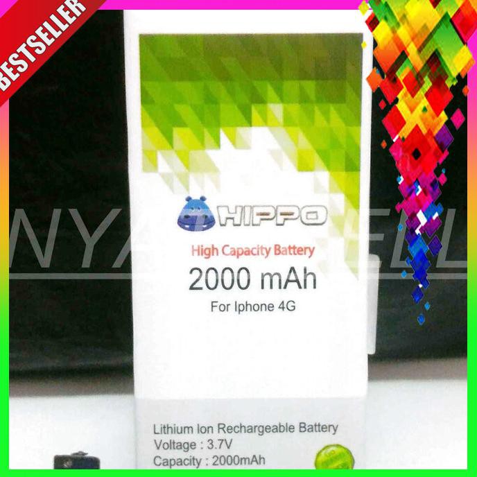 PROMO BATERAI HIPPO IPHONE 4 4G 2000MAH DOUBLE POWER BATERAI ORIGINAL IP4 BERKUALITAS