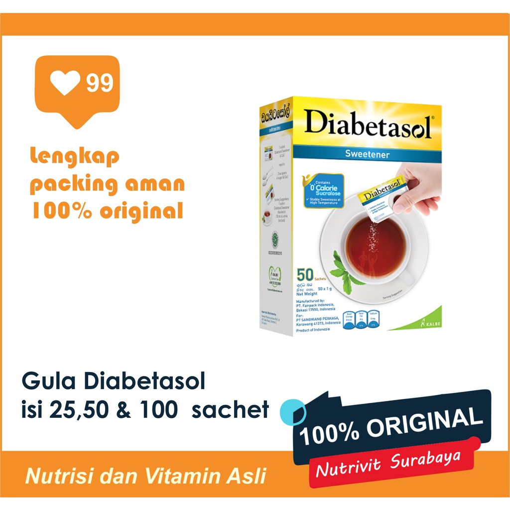 GULA DIABETASOL SWEETENER 25/50/100 SACHET