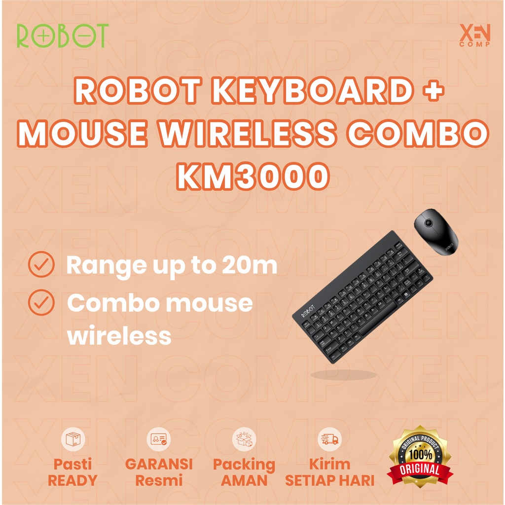 Keyboard Mouse Mini Wireless ROBOT KM3000