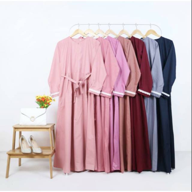 gamis toyobo fodu renda/ gamis polos toyobo/ gamis polos busui