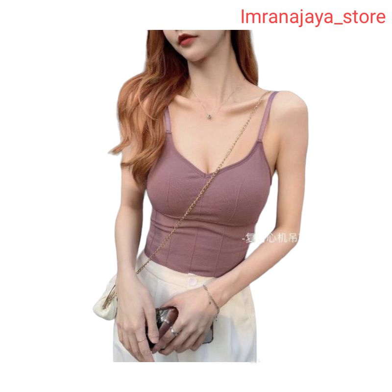 Imranajaya_store - BRA Import BH tanktop Wanita Tanpa Kawat sport motif bergaris lette  Sexy Busa