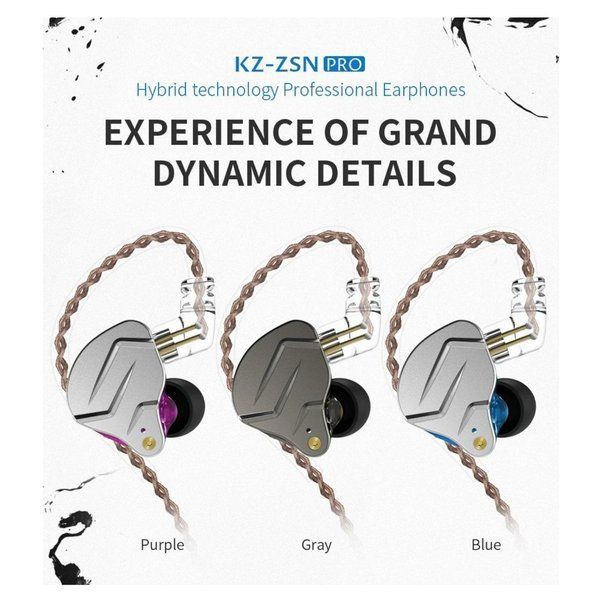 Earphone Headset KZ ZNS Pro with MIC  Hybrid  Hifi Sound 118103