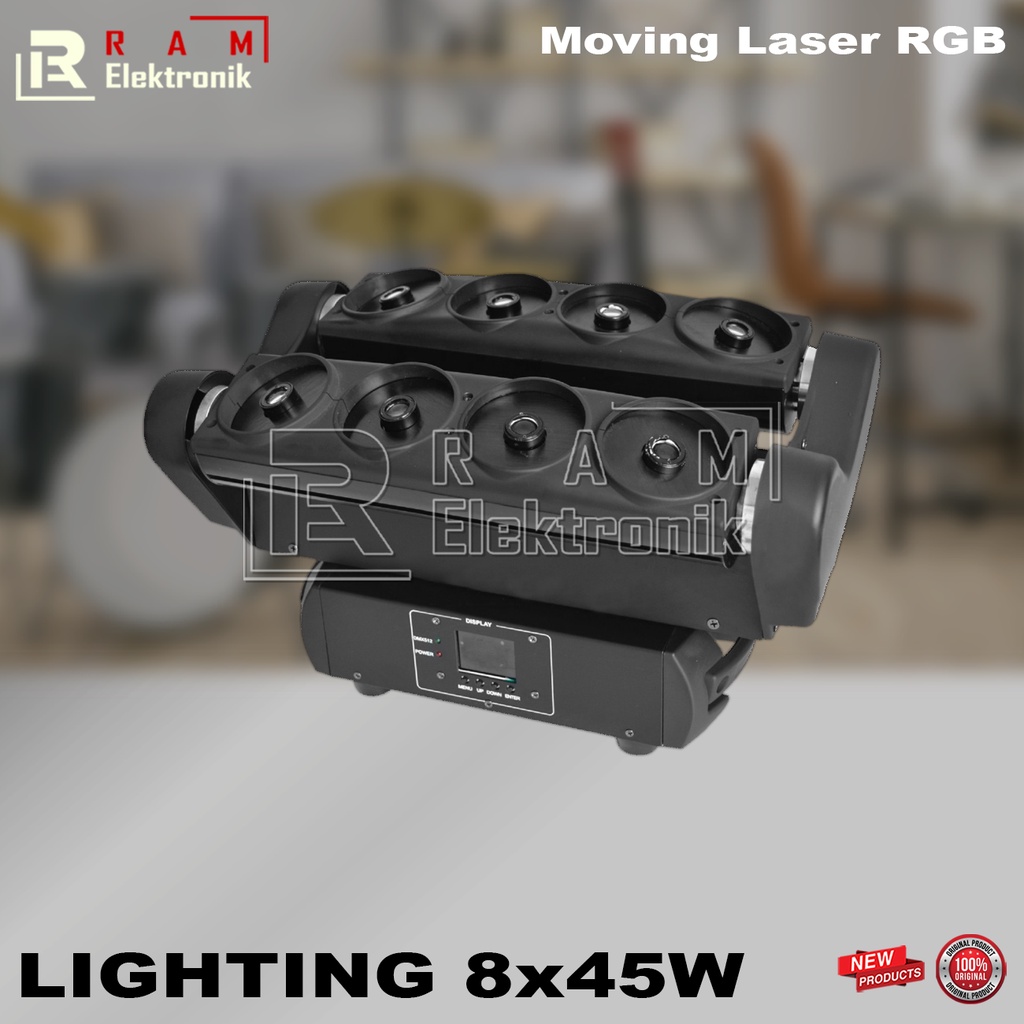 Moving Laser Spider 8 Mata LED RGB 45 Watt