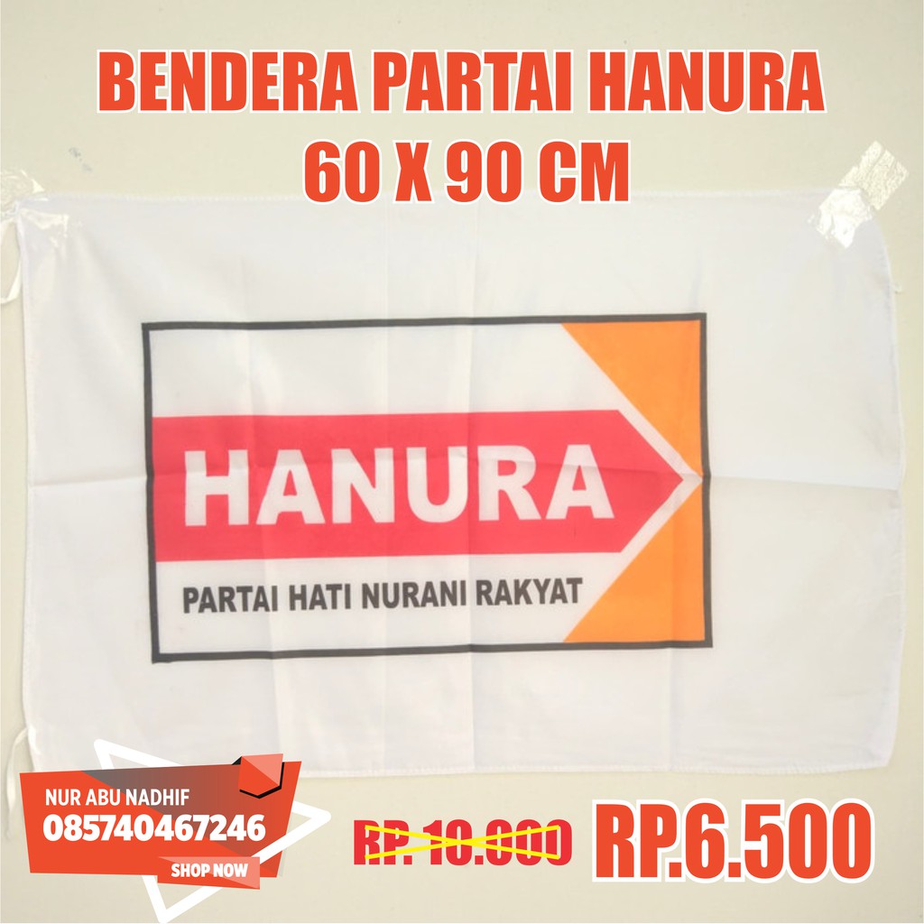 bendera partai hanura uk 60x90 cm (isi100pcs)