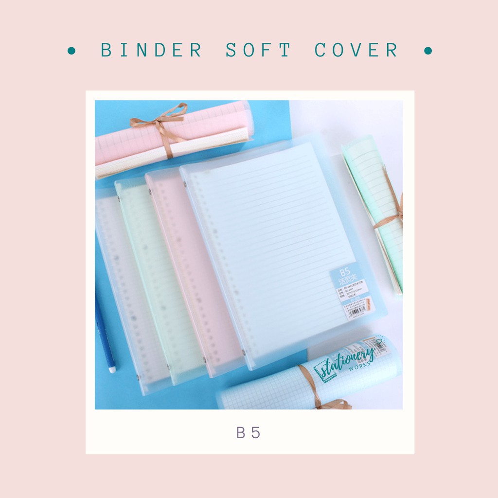 Binder B5 soft cover clear transparan pastel notebook ring Shopee
