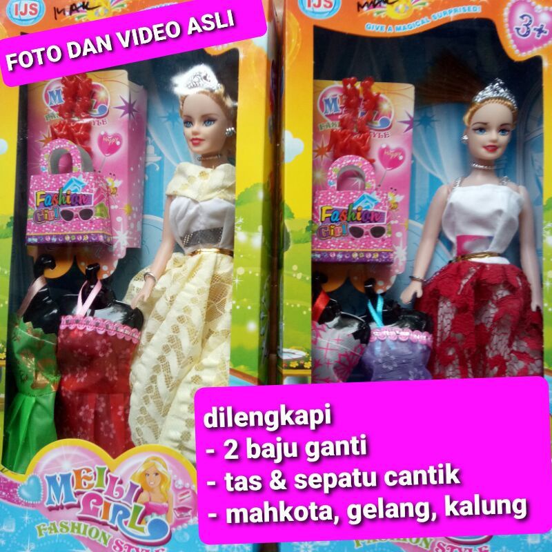 Mainan Anak Set Boneka Princess Boneka Cewek Cantik Box Mika Lengkap - Girl Fashion Maili Meili Melly Girl