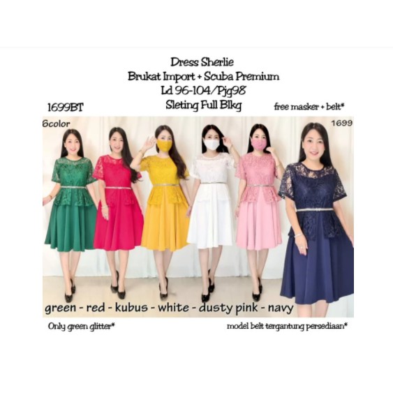 (REAL PICK)Dress Natal Dress Wanita  Dress Kondangan  Kekinian Model Baju Natal Dress Scuba