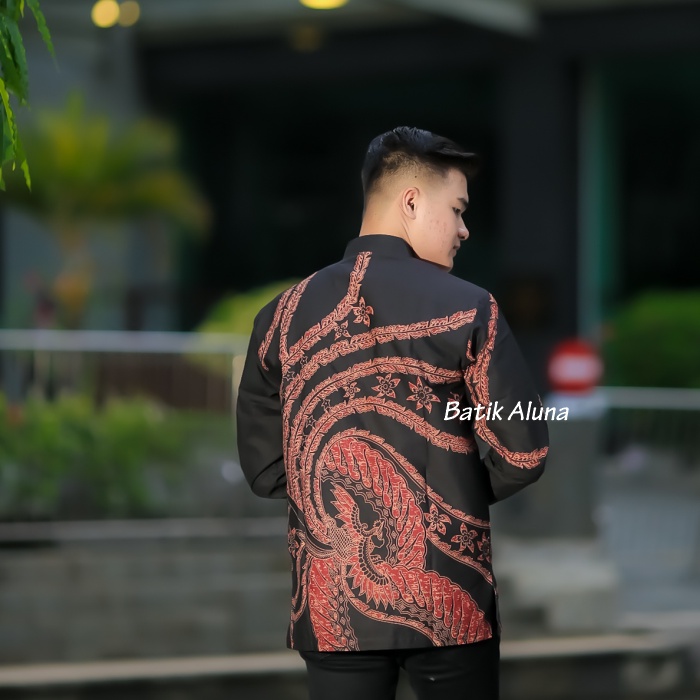 Batik Aluna Muslim Koko Pria Lengan Panjang Premium Modern Furing Terbaru MBA 008