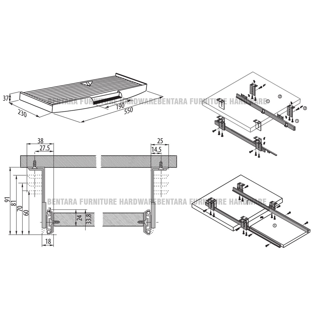 RAK KEYBOARD TRAY REL LACI KEYBOARD MEJA KOMPUTER KERJA OFFICE KOMPUTER