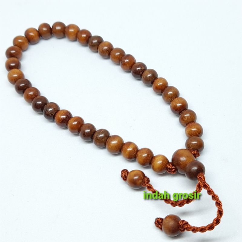 Gelang Kayu Stigi Bertuah 33butir 6mm natural