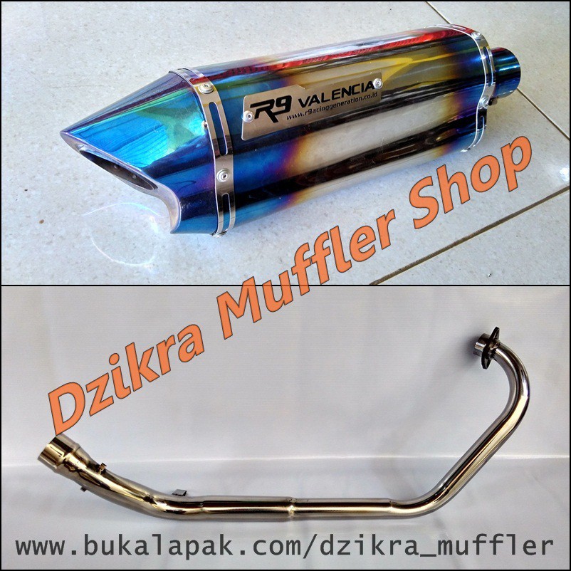 Knalpot R9 valencia half blue full system for CBR250R - Ninja RR Mono - Pulsar 200NS