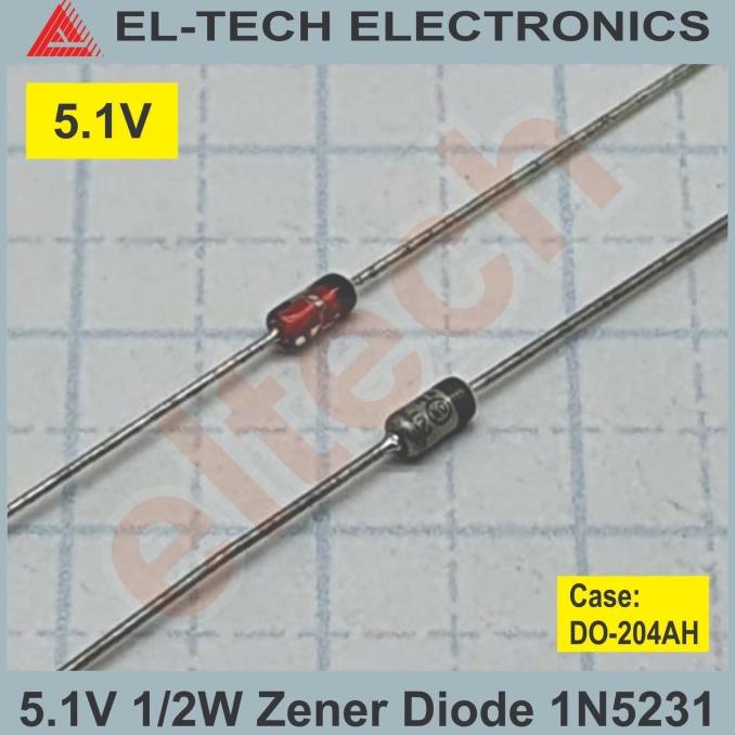 5.1V 5V1 1N5231 Zener Diode 0.5W 1/2W 0.5 1/2 Watt 0.5Watt 1/2Watt elt3ch Segera Dapatkan