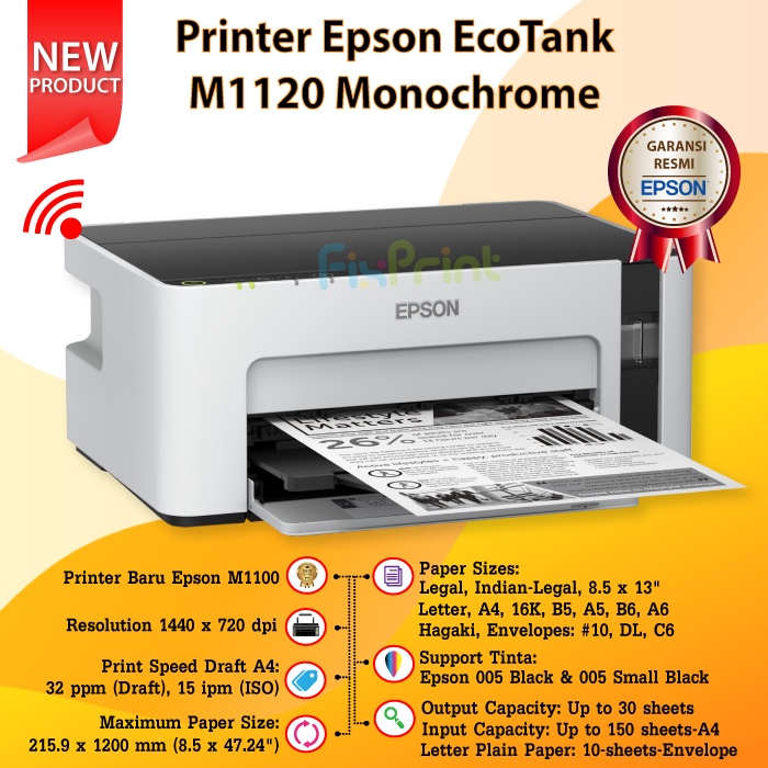 Printer Epson EcoTank M1120 Monochrome Wi-Fi Ink Tank Wireless A4 New