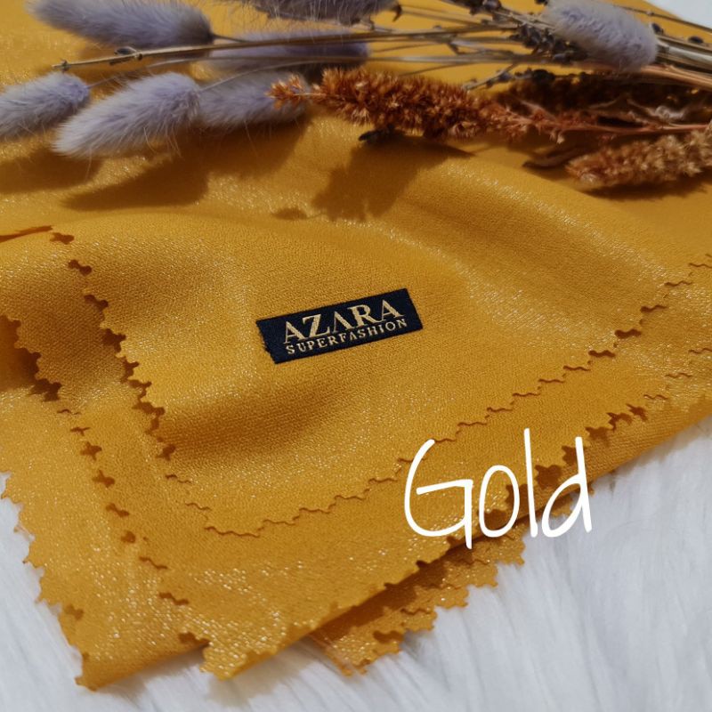 Hijab Segi Empat Azara nur sinar glamour Laser Cut kerudung hijab segiempat glowing 110 x 110-Gold Sinar