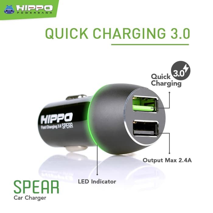 Hippo Spear Car Charger Mobil Fast Quick Charging 3.0 Value Pack