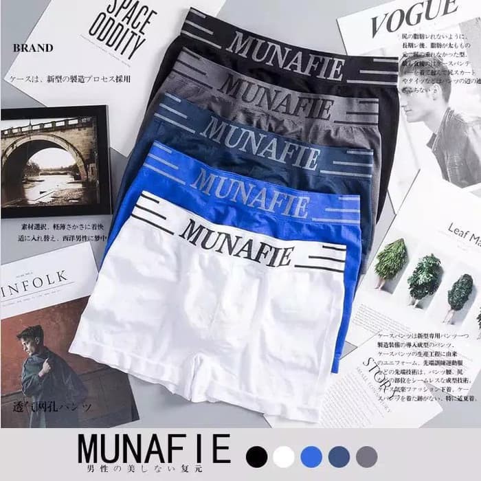 Celana Dalam BOXER Munafie Cowok Pria Low Waist Segi Empat BAHAN LEMBU