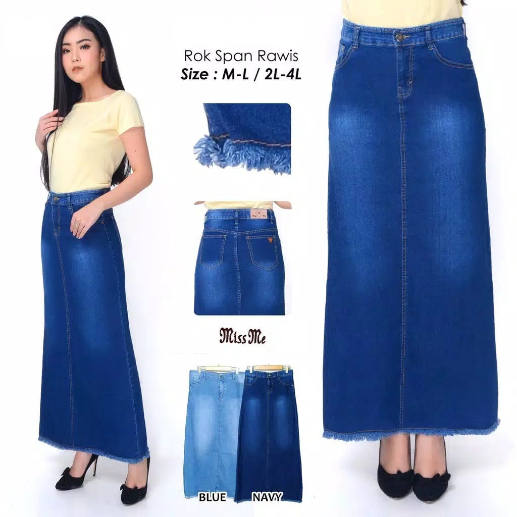 Fnjeans Rok Span Jeans Panjang Wanita Jumbo Kualitas Premium Original FNR 16