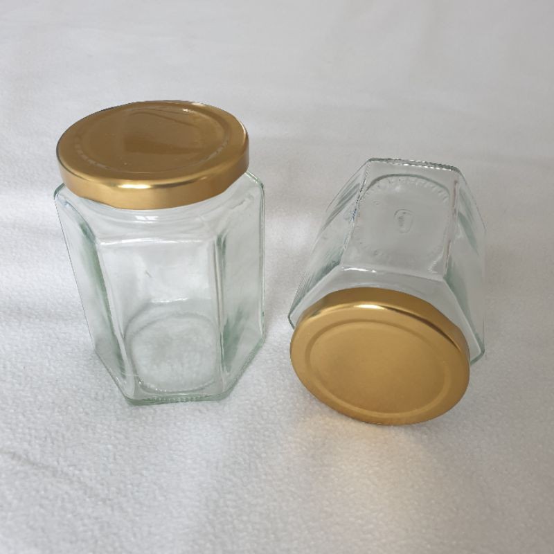 Botol Hexagonal 250ml Jar Wadah Hexa Tempat Sambal Selai REKONDISI murah FREE bubble wrap