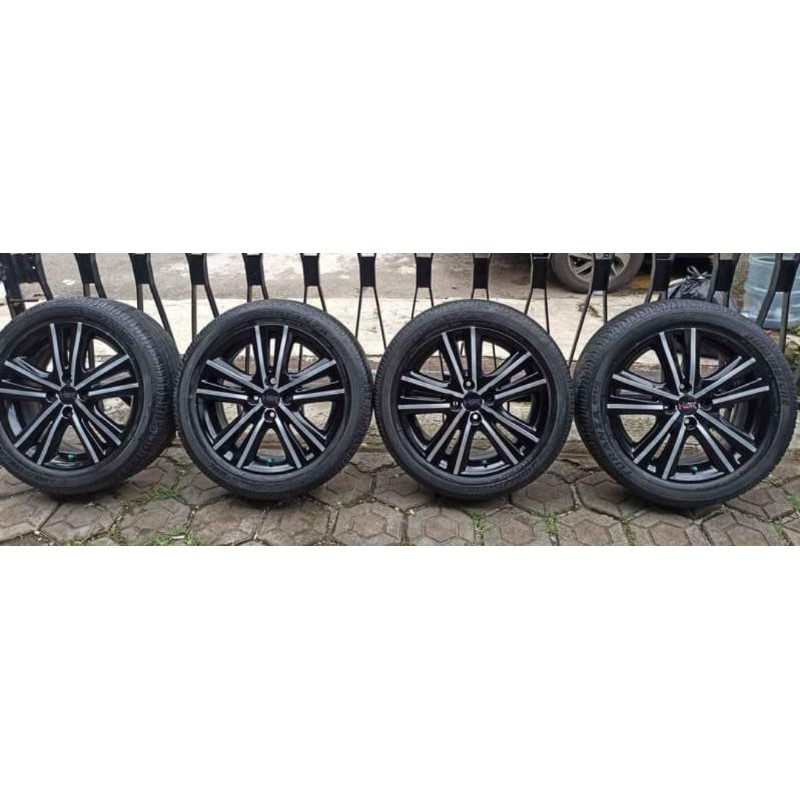 4 velg R16 PCD 100 Lebar 6 + ban 195/50 Brio calya sigra vios jazz yaris etios lova datsun picanto