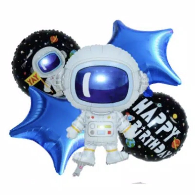 ISI 5 PC 1 SET BALON ULANG TAHUN TEMA ASTRONOT KEREN