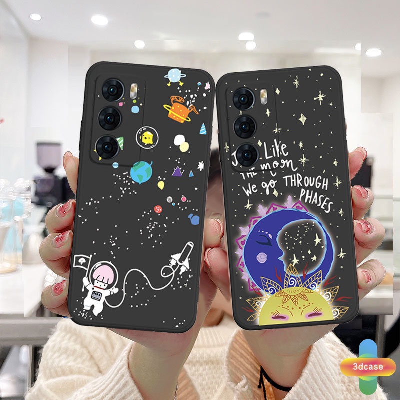 Case HP OPPO A15 A54 A5S A3S A16 A95 A7 A5 A9 A31 A53 2020 A12 A1K A55 A36 A76 A96 Reno 5 4 5F 4F 6 7 A57 A74 A15S A52 A11K A92 A35 A11 A93 A32 A72 A94 A53S F17 PRO A16S A12S A12E A33 Y20 Y12 5 5i C3 C25 C12 A12 Cute Moon Pattern Anti-fall Case