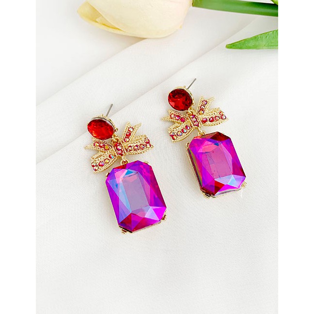 LRC Anting Tusuk Fashion Alloy Studded Bow Square Stud Earrings D16645