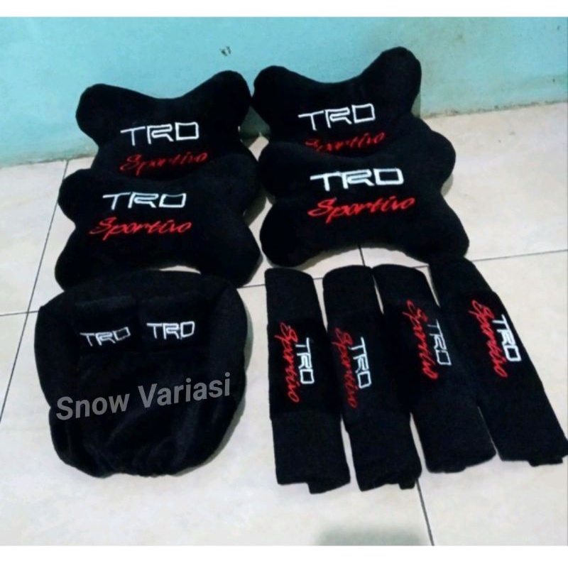 Bantal Mobil TRD Sportivo Hitam Isi 4 pcs Headrest TRD Sportivo Black