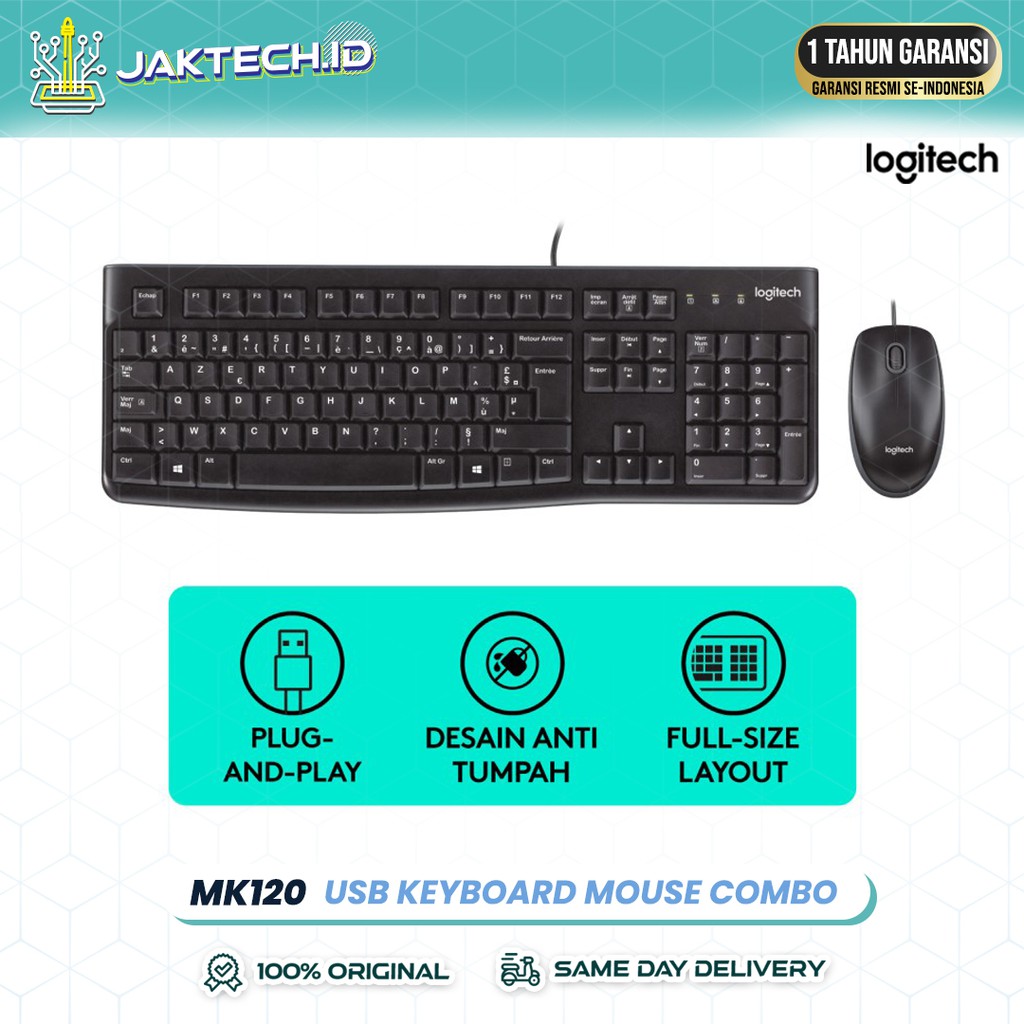 Logitech MK120 USB Keyboard Mouse Bundle / GARANSI RESMI