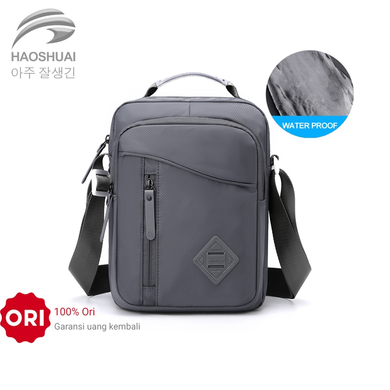 Tas Selempang Pria HAOSHUAI 6113 Sling Bag Pria Anti Air Bahan Dolby Lotto Coated