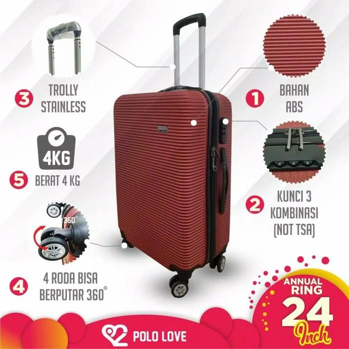 Koper 24 Inch Fiber Hardcase Travel Murah Bagasi Ringan Roda 4 Medium