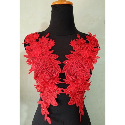 Pondok Gede Store Bordir Tempel Renda Tasik Keysa Merah Lace Embroidery