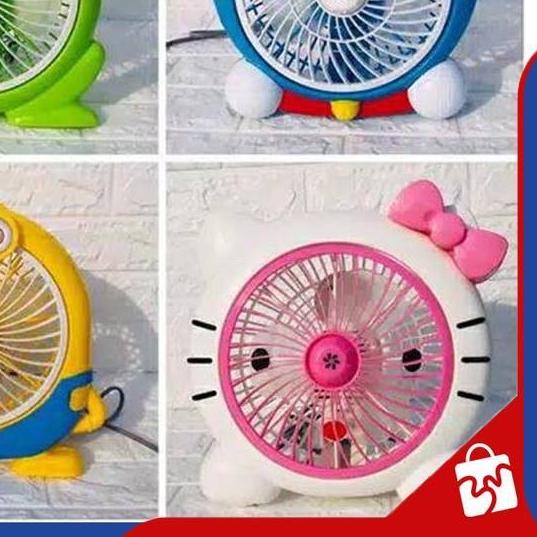 ۞ Kipas Angin Listrik Karakter WELHOME 10in-Kipas Angin Mini Fan Karton Lucu Karakter Kipas Angin Me