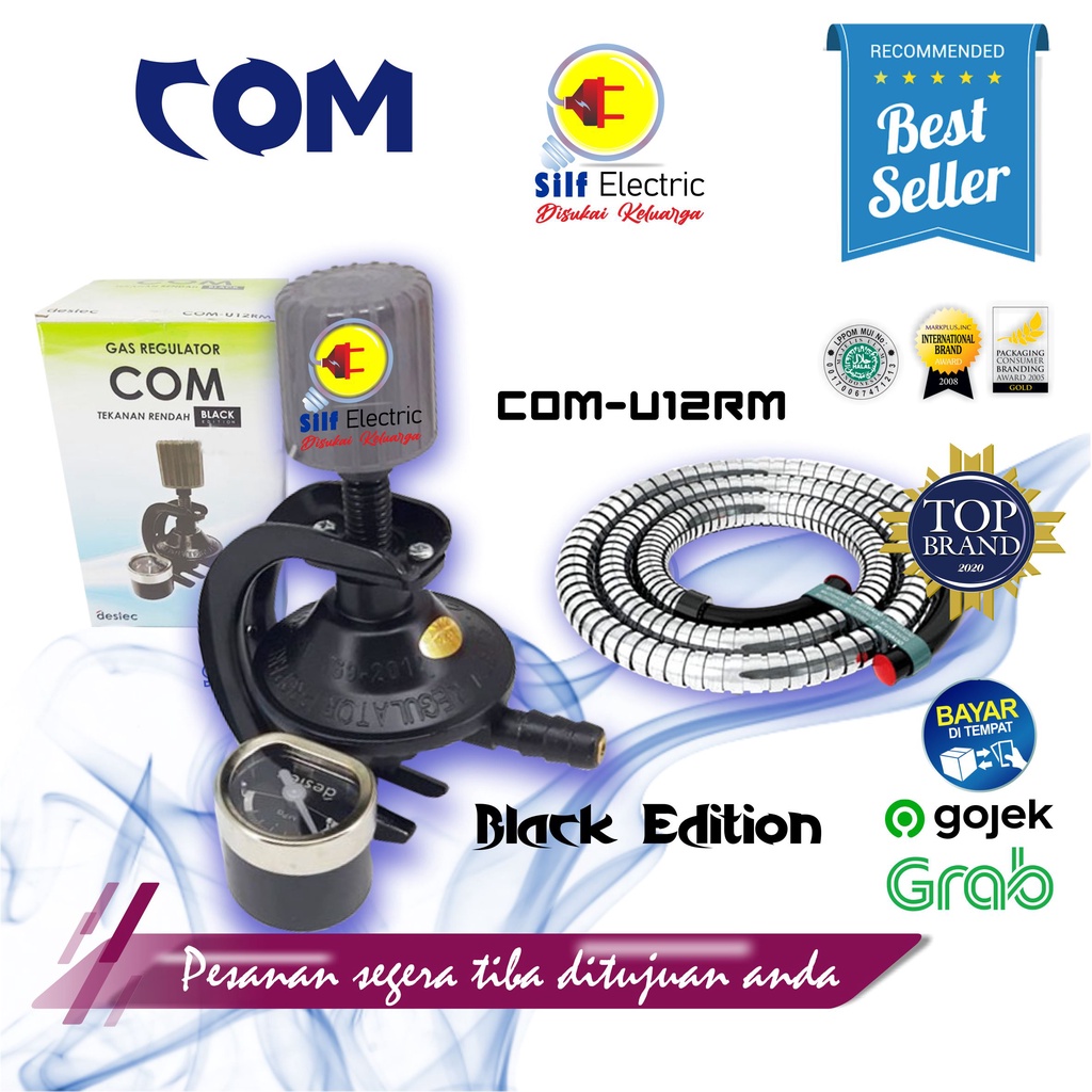 PAKET Regulator Gas Com 201 Destec FREE Selang 1.8 Meter SNI DESTEC REGULATOR