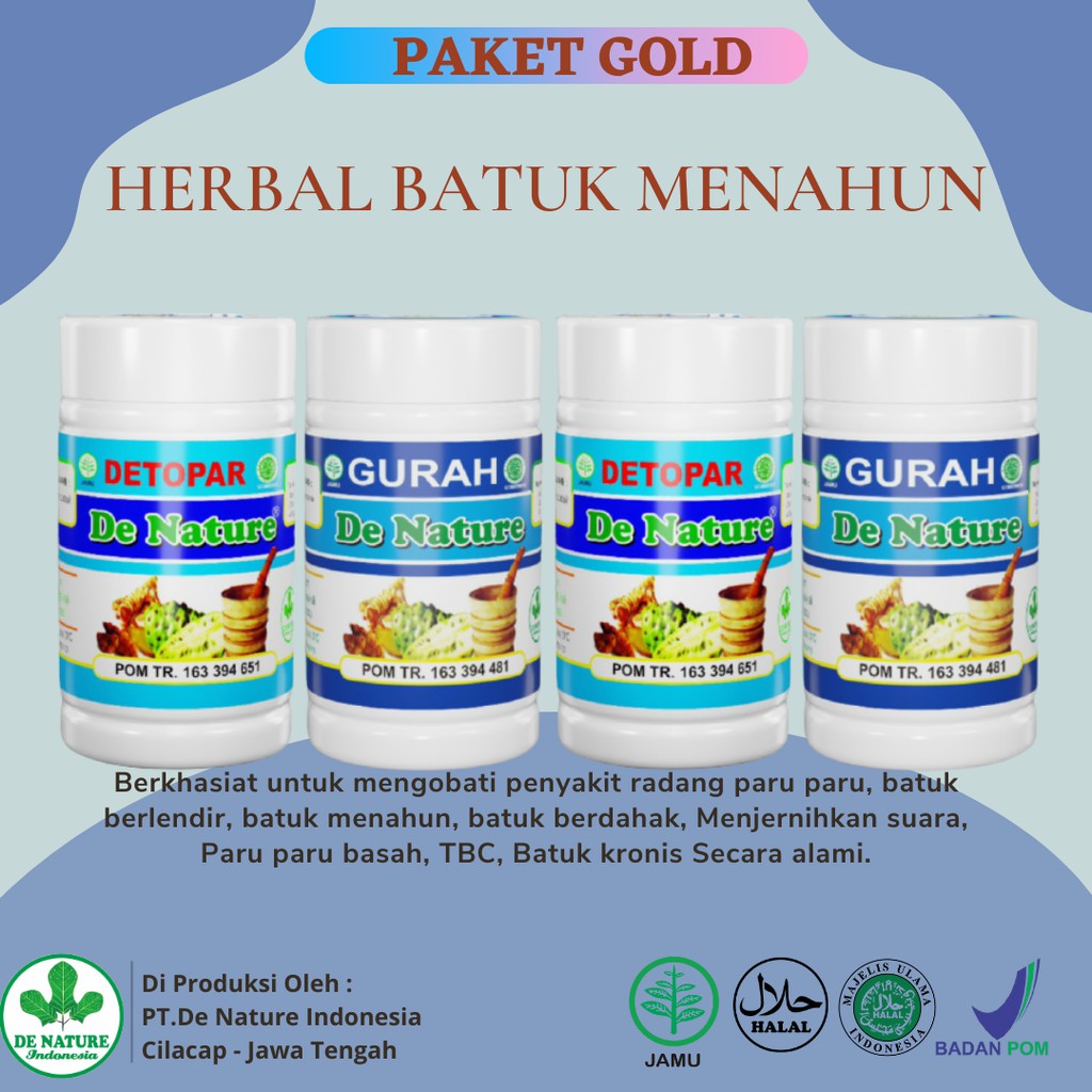 

Obat Batuk Berdahak Detox Paru Batuk Berlendir Detopar Gurah De Nature Paket GOLD Untuk 2 Minggu