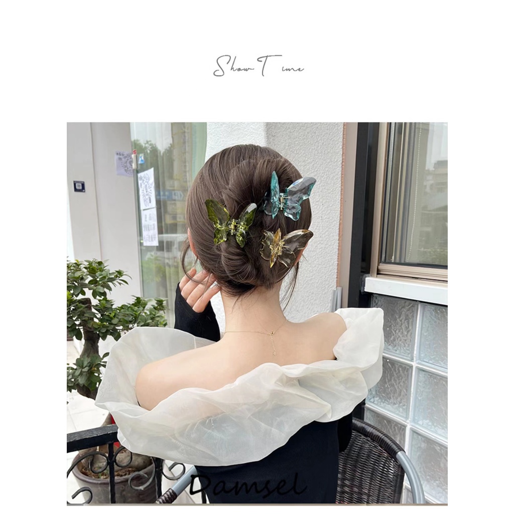 Serenescents06 Jepitan Jepit Rambut Korea Bentuk Kupu Kupu Kristal Ukuran Sedang Premium/Jedai