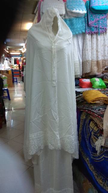 Mukena katun  rayon siti khadijah renda kerancang jumbo